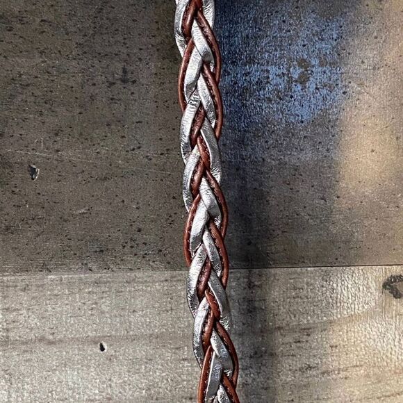 Elliot Lucca Brown Genuine Leather Purse, Brown Braided Strap - Picture 8 of 12